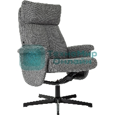 Кресло для дома Бюрократ Baron с пуфом серый, металл черный крестов. (BARON/GREY)