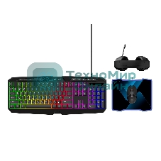 Игровой комплект из проводной клавиатуры, мыши, коврика для мыши и наушников ABR KM707+M01D10