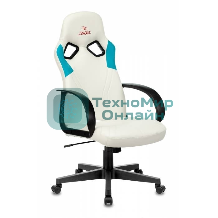 Кресло игровое Бюрократ ZOMBIE RUNNER белый/голубой искусственная кожа крестовина пластик