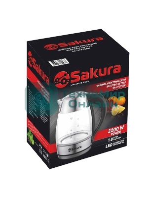 Чайник электрический Sakura SA-2727SBK (1.8) стекл подсв