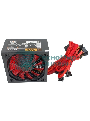Блок питания Ginzzu PC700 14CM(Red) 80 PLUS black,APFC,24+4p,2 PCI-E(6+2), 7*SATA, 4*IDE,оплетка, кабель питания,цветная коробка
