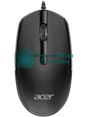 Мышь проводная Acer OMW401 черный, 2000 dpi, USB, кнопки - 4