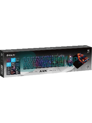 Комплект клавиатура+мышь Defender Alion GS-987 проводной, USB, 2400 DPI, чёрный