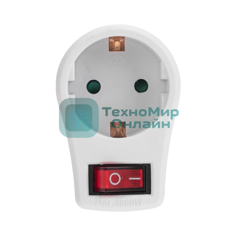 Адаптер сетевой Rexant 16А с выключателем, заземлением и защитными шторками, белый