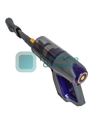 Пылесос вертикальный SUPRA VCS-5084 серый/синий, питание от аккумулятора, 350 Вт, уборка сухая, пылесборник 0.6 л, работа от АКБ max 30 мин.