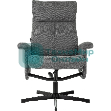 Кресло для дома Бюрократ Baron с пуфом серый, металл черный крестов. (BARON/GREY)