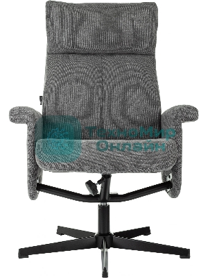 Кресло для дома Бюрократ Baron с пуфом серый, металл черный крестов. (BARON/GREY)