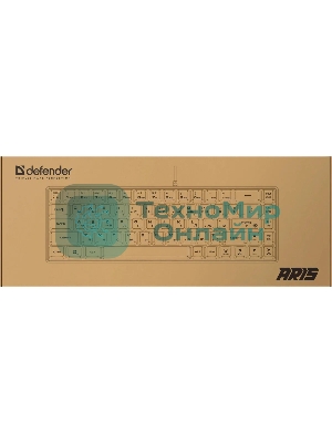 Клавиатура проводная игровая Defender Aris GK-349 RU,черный/белый,68кн+FN,радуж,1.5м