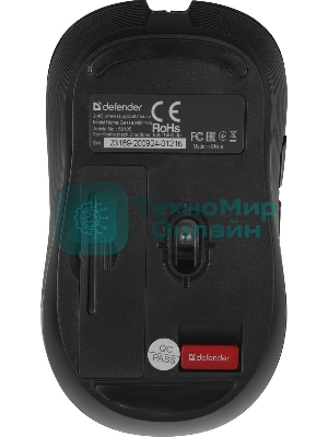 Мышь беспроводная Defender Gassa MM-105 черный, 1600 dpi, радиоканал, USB, кнопки - 6