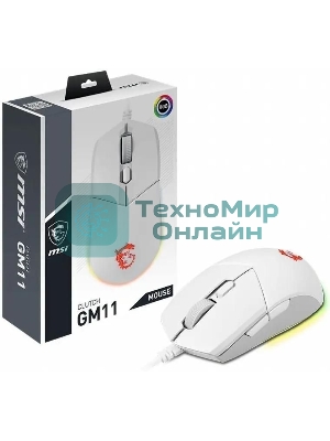 Мышь проводная MSI Clutch GM11 белый, 5000 dpi, USB, кнопки - 6