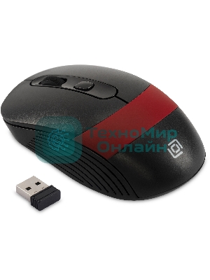 Мышь беспроводная Oklick 310MW черный/красный, 3200 dpi, радиоканал, USB, кнопки - 4