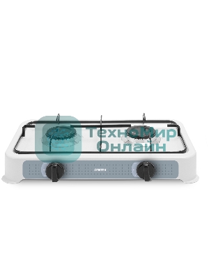 Плита настольная газовая Centek CT-1524 белый, 3.4 кВт, газ, конфорки - 2, эмаль, поворотные переключатели