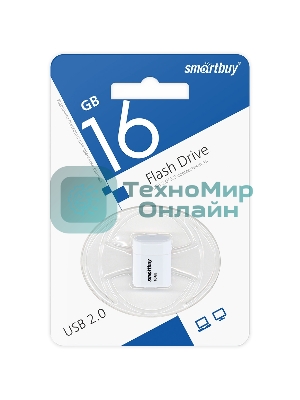 Флешка USB Smartbuy LARA White (SB16GbLARA-W), 16 Gb, USB 2.0, R/W 15/5, белый