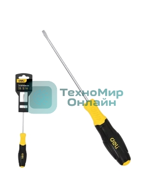 Отвертка шлицевая Deli DL6351501N 5х150мм сталь Cr-V, двухкомпонентная прорезиненная рукоять