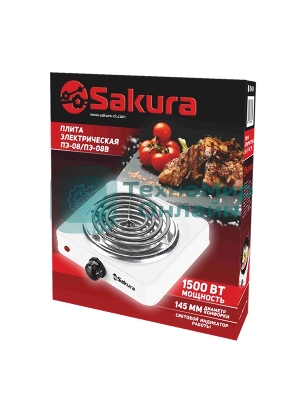 Плитка электрическая Sakura ПЭ-08В 1500Вт 145мм 1конф/спир