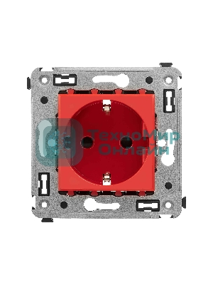 Розетка DKC Avanti 4401003 2P+E со шторками, красный квадрат