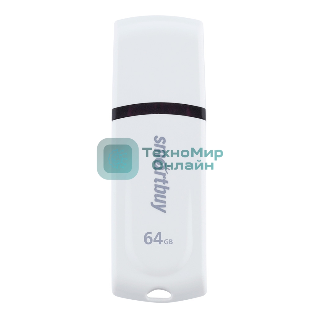 Флешка USB Smartbuy Paean white (SB64GBPN-W), 64Gb, USB 2.0, R/W 25/15, белый