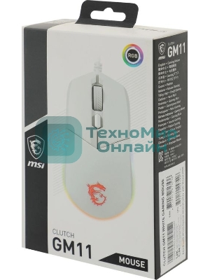 Мышь проводная MSI Clutch GM11 белый, 5000 dpi, USB, кнопки - 6