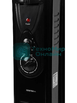 Обогреватель масляный Centek CT-6200 (7 секций) черный, 700/1000/1500Вт, 3 режима, механический термостат