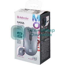 Мышь беспроводная Defender Gassa MM-105 серый, 1600 dpi, радиоканал, USB, кнопки - 6