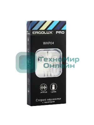 Проводные наушники Ergolux ELX-WHP04-C01 белый, вкладыши, Lightning, встроенный микрофон