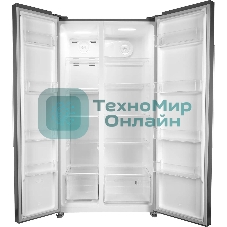 Холодильник Hyundai CS55023F нержавеющая сталь двухкамерный 347/185 л морозилка слева, No Frost, Side by Side