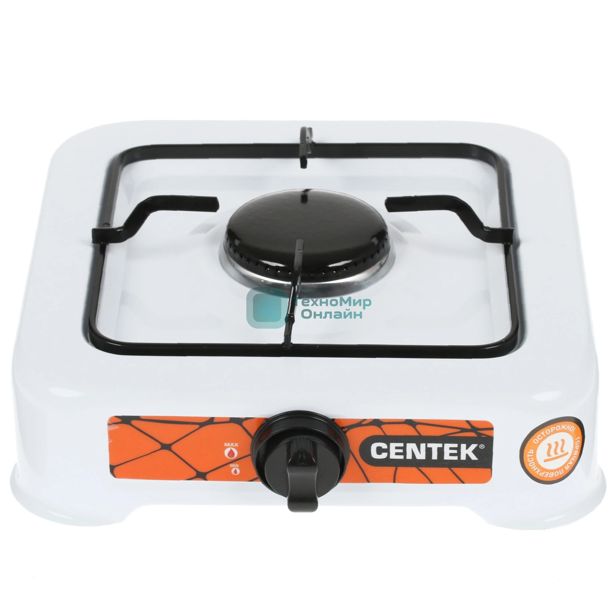 Плита настольная газовая Centek CT-1520 белый, 1.7 кВт, газ, конфорки - 1, эмаль, поворотные переключатели
