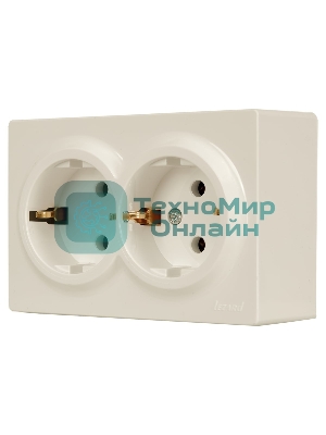 Розетка 2-м ОП LETO с заземл. закрытый корпус ПБТ крем LEZARD 752-0300-127B
