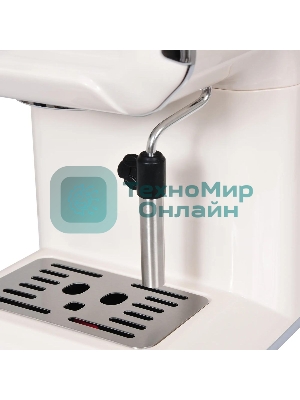 Кофеварка рожковая Hyundai HEM-5300 бежевый/серебристый, исп. кофе - молотый, 1.5 л, 850 Вт, 20 бар