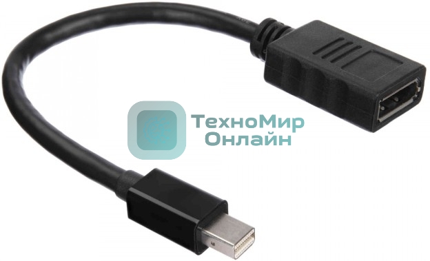 Кабель-адаптер ACD-DAMDF-01B mDP-DP, Golden Plated, 20m/20f, черный, 0.2м (742552)