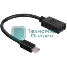 Кабель-адаптер ACD-DAMDF-01B mDP-DP, Golden Plated, 20m/20f, черный, 0.2м (742552)