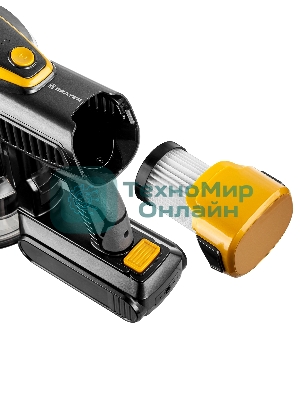 Пылесос вертикальный Brayer BR4273 серый/желтый, питание от аккумулятора, 350 Вт, уборка сухая, пылесборник 0,8 л