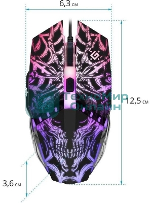 Мышь проводная Defender Prototype GM-670L черный, 2400 dpi, USB, кнопки - 6