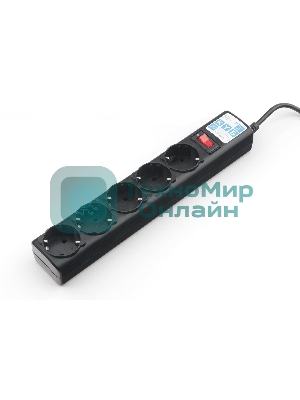 Сетевой фильтр Powercube SPG5-С2 1.9 м, 5 розеток, черный, коробка