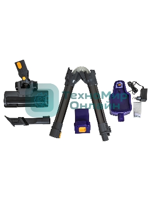 Пылесос вертикальный SUPRA VCS-5084 серый/синий, питание от аккумулятора, 350 Вт, уборка сухая, пылесборник 0.6 л, работа от АКБ max 30 мин.