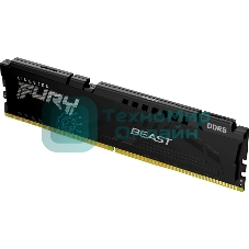 Оперативная память Kingston Fury Beast, DDR5, 16Gb (1x16Gb), 6000MHz, CL30, DIMM, с радиатором, черный