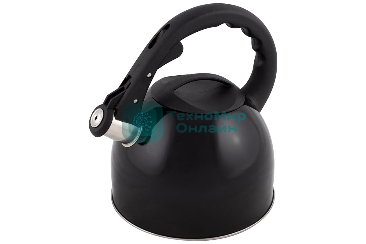 Чайник для плиты MALLONY MAL-042-N 2,5 литра, черный, со свистком (910088)