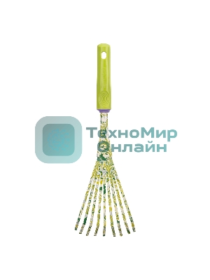 Грабли веерные 9-зубые Palisad FLOWER GREEN 75х385 мм, стальные, пластиковая рукоятка