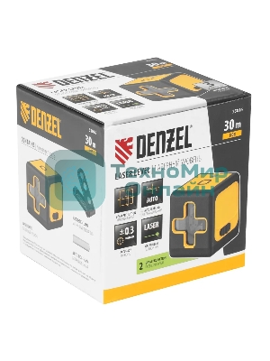 Лазерный уровень Denzel DQB, 30 м, зеленый луч, батарейки, сумка