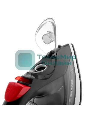 Утюг BRAYER BR4011 черный/белый/красный, 2400 Вт, 20 г /мин, 140 г/мин, 330 мл