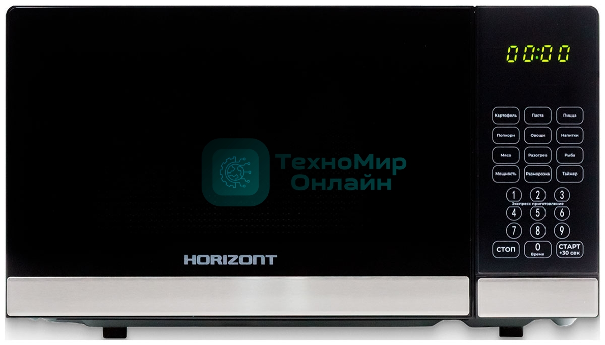 Микроволновая печь Horizont HSD202B черный, 20 л, 700 Вт, переключатели - сенсор