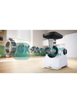 Мясорубка электрическая Bosch MFWS607W белый, 2100 Вт, 3.5 кг/мин, реверс, насадки - 4