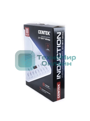 Плита настольная электрическая Centek CT-1517 белый, 2 кВт, индукция, конфорки - 1, стеклокерамика, сенсор