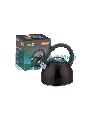 Чайник для плиты MALLONY MAL-042-N 2,5 литра, черный, со свистком (910088)