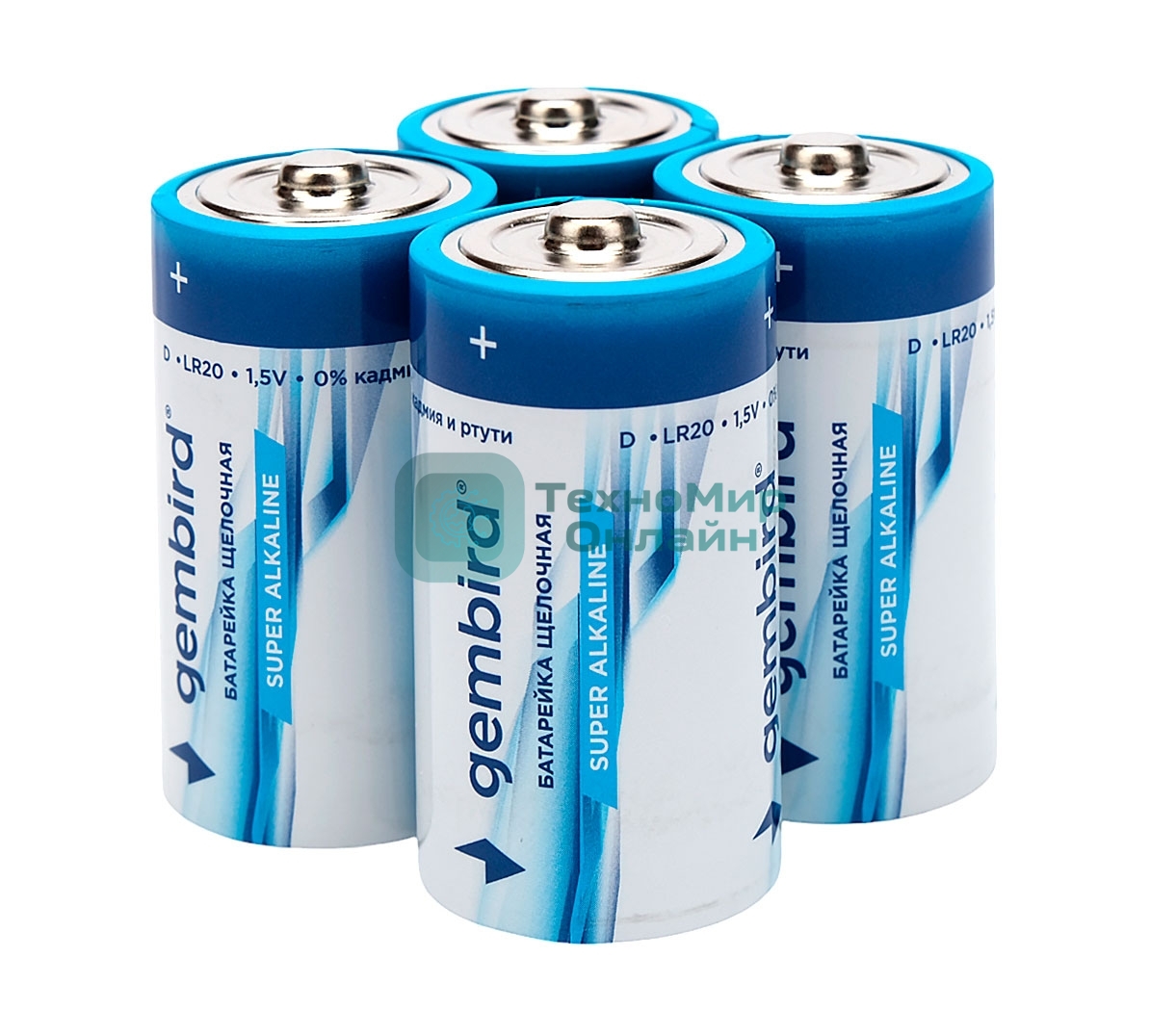Батарейки щелочные/алкалиновые Gembird Gb-LR20-4B, тип D(LR20), 4шт, коробка