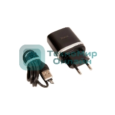 Блок питания (сетевой адаптер) HOCO С12Q Smart QC3.0, кабель Type-C-USB, 5V, 3.0A, черный