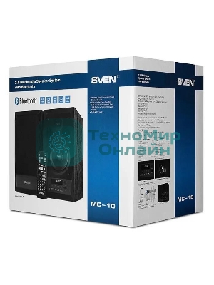 Акустическая система 2.0 SVEN MC-10, чёрный, мощность 2x25Вт (RMS), FM-тюнер, USB/microSD, дисплей, пульт ДУ, Bluetooth SVEN MC-10, чёрный, акустическая система 2.0, мощность 2x25Вт (RMS), FM-тюнер, USB/microSD, дисплей, пульт ДУ, Bluetooth