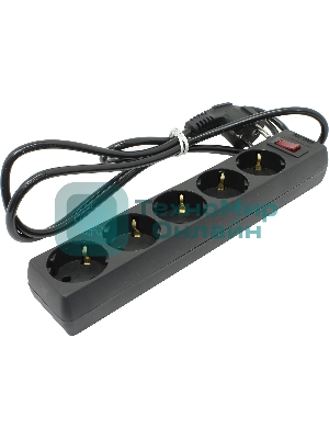 Сетевой фильтр ExeGate EX221175RUS SP-5-1.8B (5 розеток, 1.8 м, евровилка, черный)