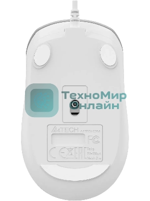 Мышь проводная A4Tech Fstyler FM26S серебристый/белый, 1600 dpi, USB, кнопки - 4