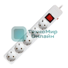 Сетевой фильтр Smartbuy (SBSP-5-18-W) 5 гн х 1,8 м белый